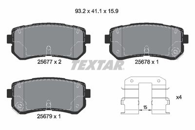 Комплект тормозных колодок, дисковый тормоз TEXTAR 2567701 для KIA SELTOS