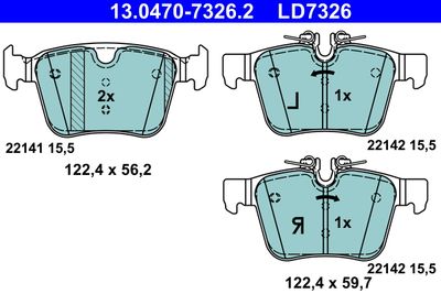 Комплект тормозных колодок, дисковый тормоз ATE 13.0470-7326.2 для JAGUAR E-PACE