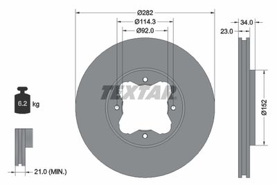 Тормозной диск TEXTAR 92081600 для ROVER 600