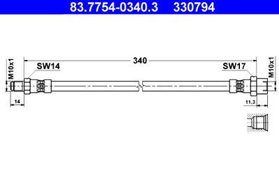 Тормозной шланг ATE 83.7754-0340.3 для MERCEDES-BENZ СЕДАН