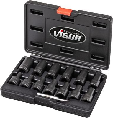 Vigor - Súprava silových nástrčných nadstavcov so špirálovým profilom, 1/2" 14ks