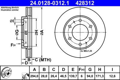 Тормозной диск ATE 24.0128-0312.1 для FIAT FULLBACK