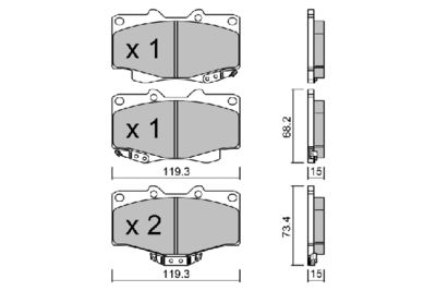 Комплект тормозных колодок, дисковый тормоз AISIN BPTO-1919 для VW TARO