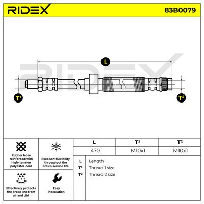 спирачен маркуч RIDEX 83B0079