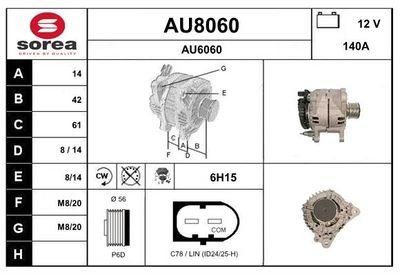 GENERATOR / ALTERNATOR SNRA AU8060