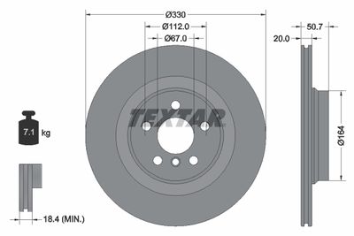Тормозной диск TEXTAR 92306805 для BMW X2