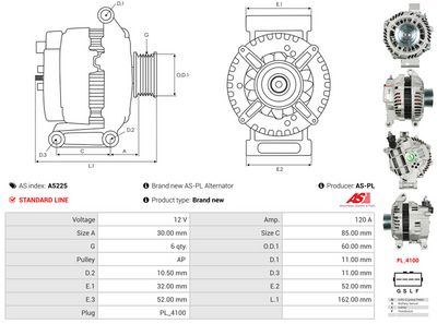 GENERATOR / ALTERNATOR AS-PL A5225 4