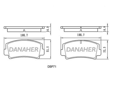 Комплект тормозных колодок, дисковый тормоз DANAHER DBP71 для MAZDA 616