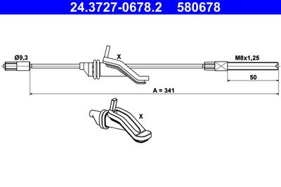 Тросик, cтояночный тормоз ATE 24.3727-0678.2 для FORD C-MAX