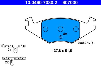 Комплект тормозных колодок, дисковый тормоз ATE 13.0460-7030.2 для VW DERBY