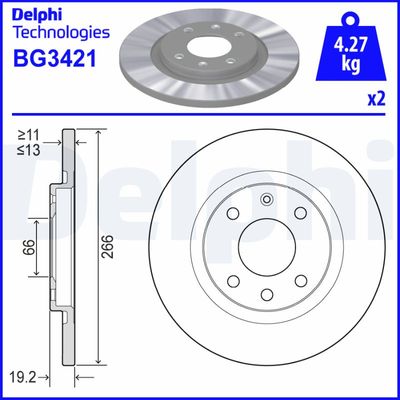 Tarcza hamulcowa DELPHI BG3421