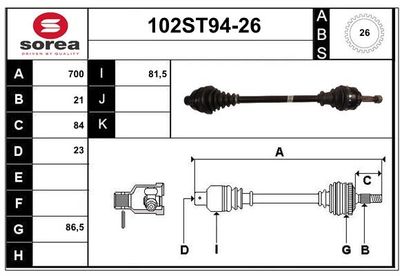 STARTCAR 102ST94-26 Сальник полуоси  для RENAULT CLIO I (B/C57_, 5/357_) 1.4 (B/C57T, B/C57Y)