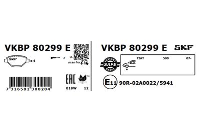 Комплект тормозных колодок, дисковый тормоз VKBP 80299 E