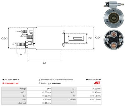 SOLENOID ELECTROMOTOR AS-PL SS0029 3