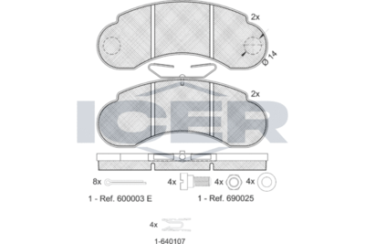 Комплект тормозных колодок, дисковый тормоз ICER 140893-066 для MERCEDES-BENZ MB