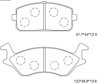 Комплект тормозных колодок, дисковый тормоз ASIMCO KD2736 для TOYOTA STARLET