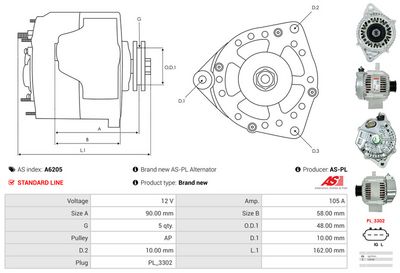 GENERATOR / ALTERNATOR AS-PL A6205 4