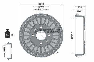 Тормозной барабан TEXTAR 94046100 для RENAULT CLIO