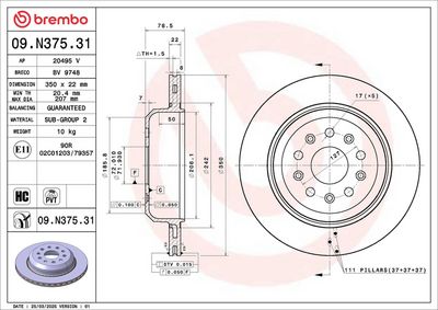 BREMSSCHEIBE BREMBO 09N37531 1