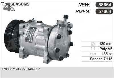 Компрессор, кондиционер AHE 57664 для RENAULT SAFRANE