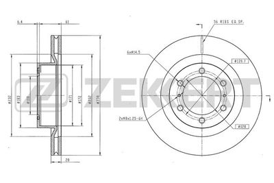ZEKKERT BS-6587 Тормозные диски для TOYOTA FORTUNER (_N15_, _N16_) 2.7 4x4 (TGN156_)