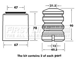 Dust Cover Kit, shock absorber FIRST LINE FPK7021