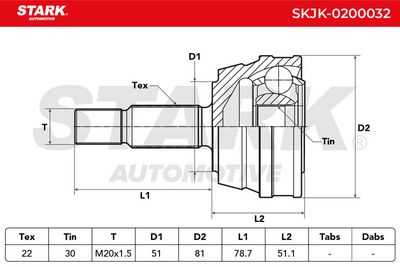 каре комплект, полуоска STARK SKJK-0200032
