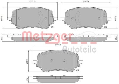 Комплект тормозных колодок, дисковый тормоз METZGER 1170927 для FORD PUMA