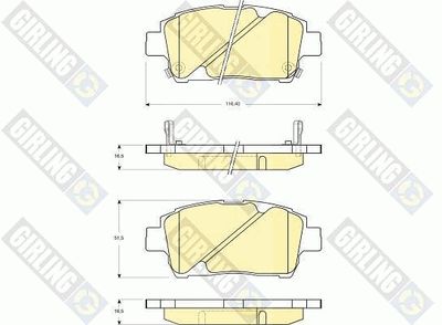 Комплект тормозных колодок, дисковый тормоз GIRLING 6132429 для TOYOTA PROBOX