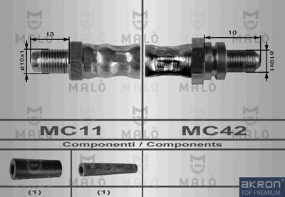 AKRON-MALÒ 8612 Тормозной шланг для FORD KA (RB_) 1.0 i