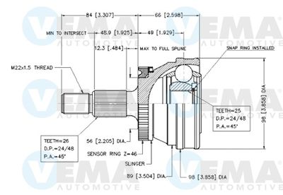 Zestaw przegubu, wał napędowy VEMA 18416