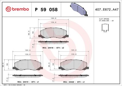 Brake Pad Set, disc brake P 59 058