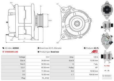 GENERATOR / ALTERNATOR AS-PL A6906S 4