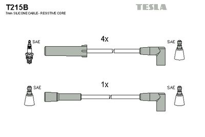 комплект запалителеи кабели TESLA T215B