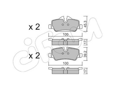 комплект спирачно феродо, дискови спирачки CIFAM 822-1014-0