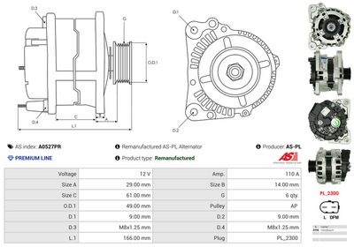 GENERATOR / ALTERNATOR AS-PL A0527PR 4