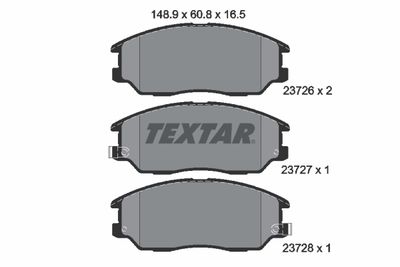 Комплект тормозных колодок, дисковый тормоз TEXTAR 2372601 для HYUNDAI XG