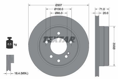 Тормозной диск TEXTAR 92203103 для SSANGYONG STAVIC