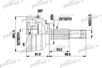 Шарнирный комплект, приводной вал PATRON PCV9529 для DODGE STRATUS