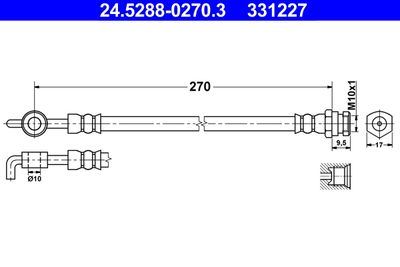 ATE 24.5288-0270.3 Тормозной шланг  для MAZDA 6 (Мазда 6)