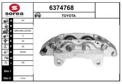 STARTCAR 6374768 Тормозной суппорт для TOYOTA HILUX VII Пикап (_N1_, _N2_, _N3_) 2.5 D-4D 4WD (KUN25_)
