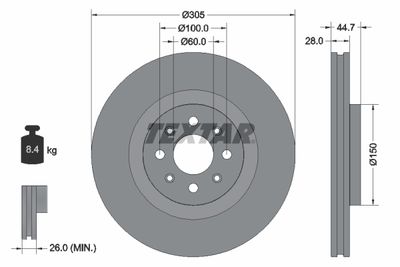 Тормозной диск TEXTAR 92202203 для ABARTH GRANDE