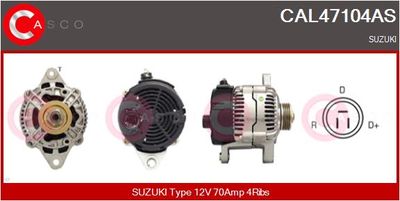 CASCO CAL47104AS Генератор  для SUZUKI VITARA Cabrio (ET, TA) 1.6 i 16V (TA02, SE416)