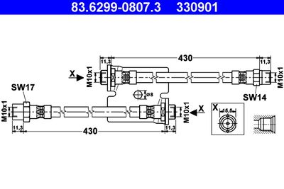 Тормозной шланг ATE 83.6299-0807.3 для VW CADDY