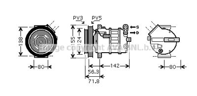 PRASCO ALK107 Компрессор кондиционера  для ALFA ROMEO SPIDER (939_) 2.2 JTS (939EXB1B, 939EXB11)