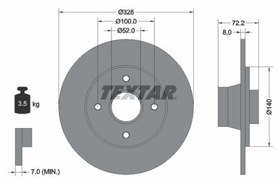 Тормозной диск TEXTAR 92049200 для RENAULT 11