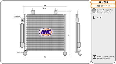 Конденсатор, кондиционер AHE 43093 для SUZUKI WAGON