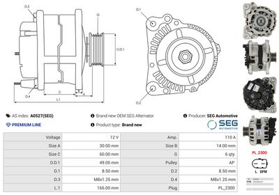 GENERATOR / ALTERNATOR AS-PL A0527SEG 4