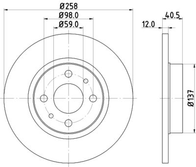 Тормозной диск HELLA 8DD 355 101-621 для FIAT TIPO