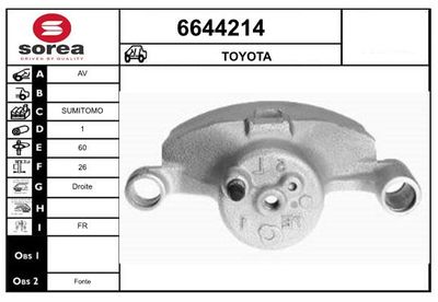 STARTCAR 6644214 Тормозной суппорт для TOYOTA HILUX VII Пикап (_N1_, _N2_, _N3_) 2.5 D-4D (KUN15_)